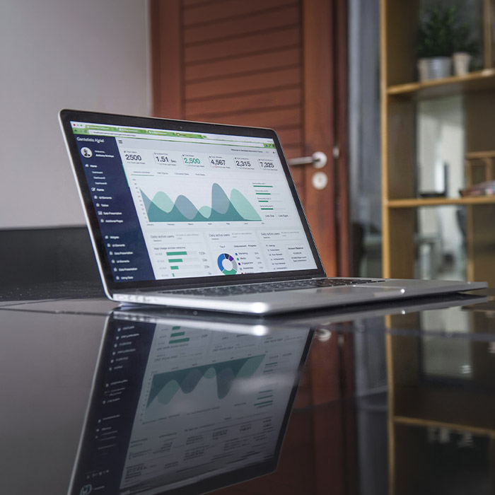 laptop displaying data